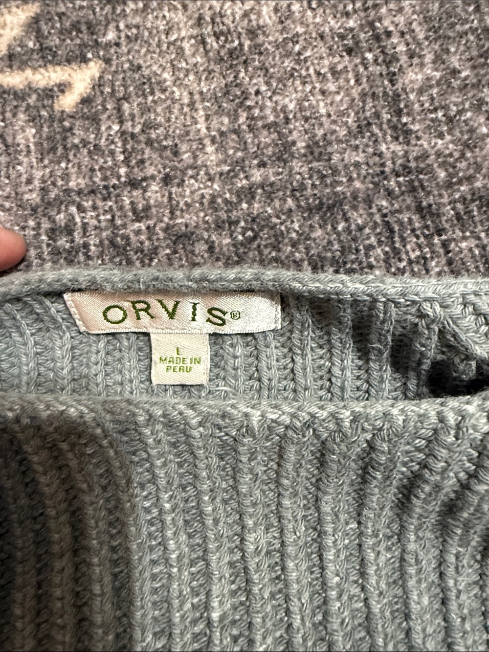 Orvis Ribbed Crewneck Sweater — Sage Green - Picture 3 of 7
